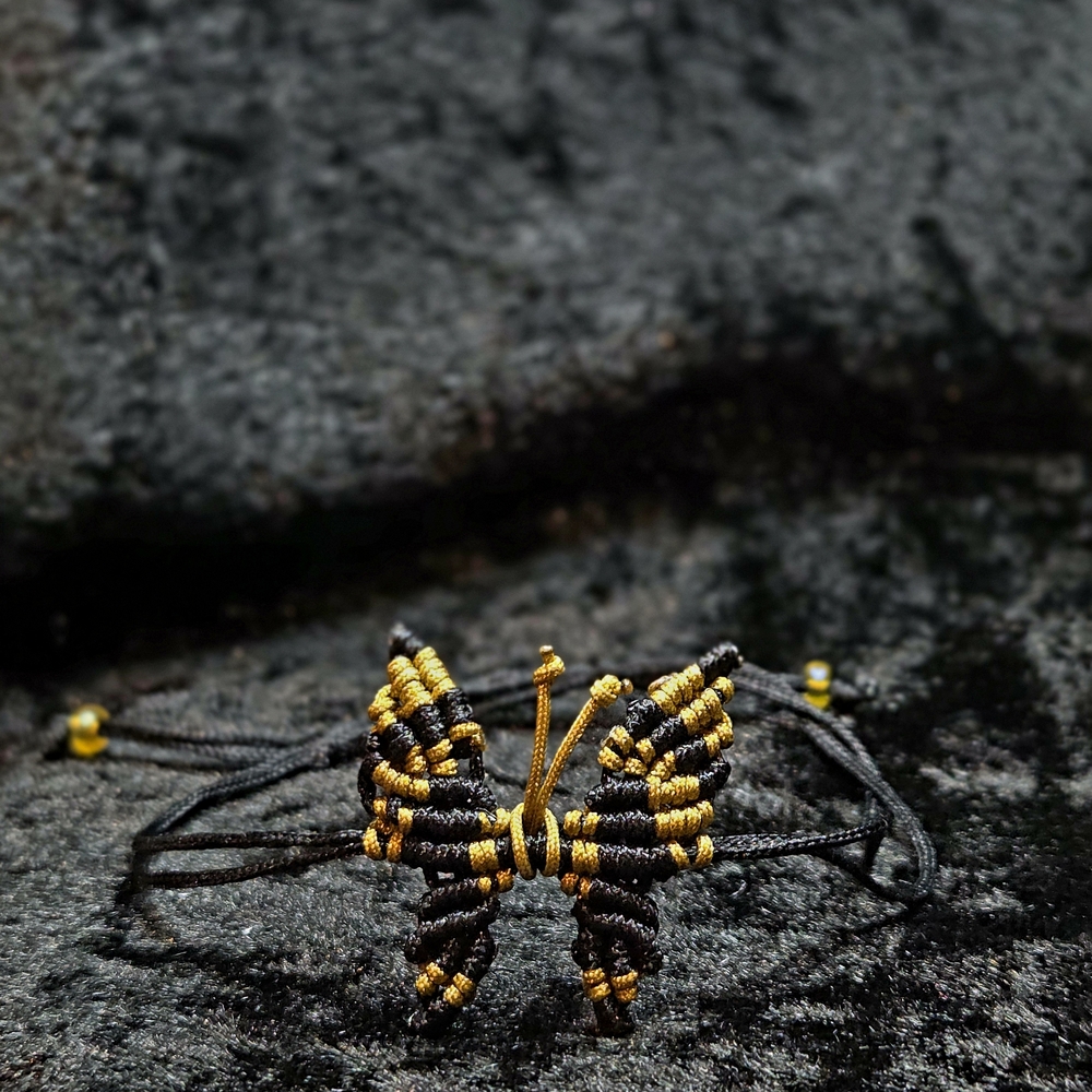 Elegant Black and Gold Butterfly Bracelet